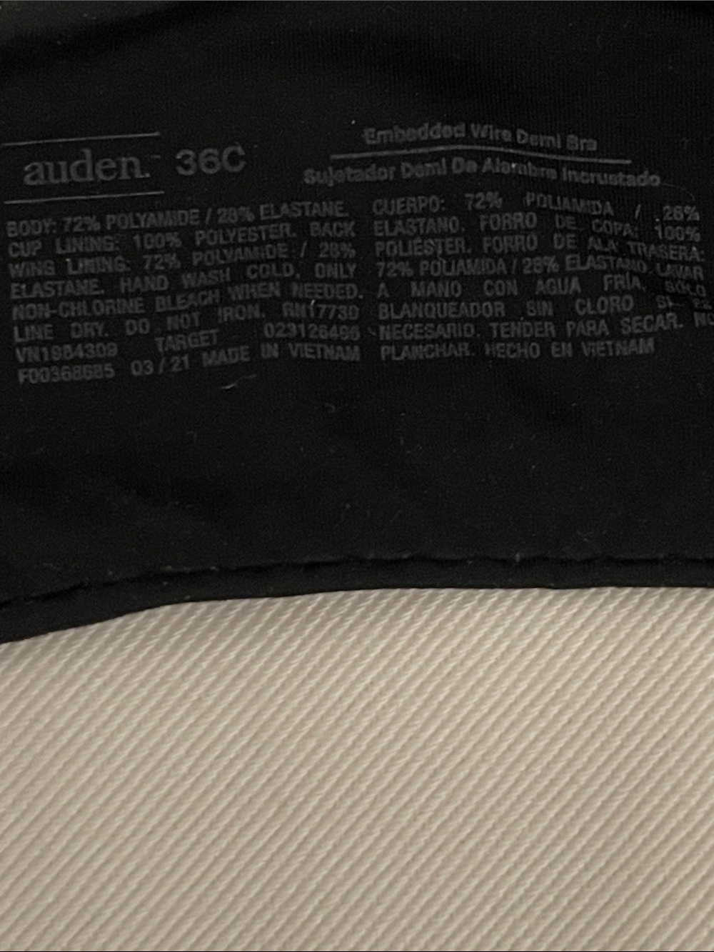 2 Auden Nude + Black Embedded Wire Demi Bras - 36C - Picture 5 of 6